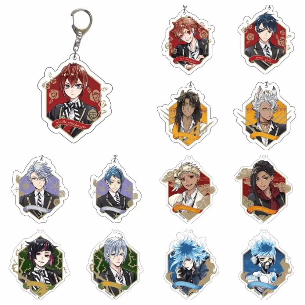 

Hot Anime Acrylic Keychain Game Twisted Wonderland Character Vil Schoenheit Key Chain Unisex Bag Pendant Key Gifts 6cm