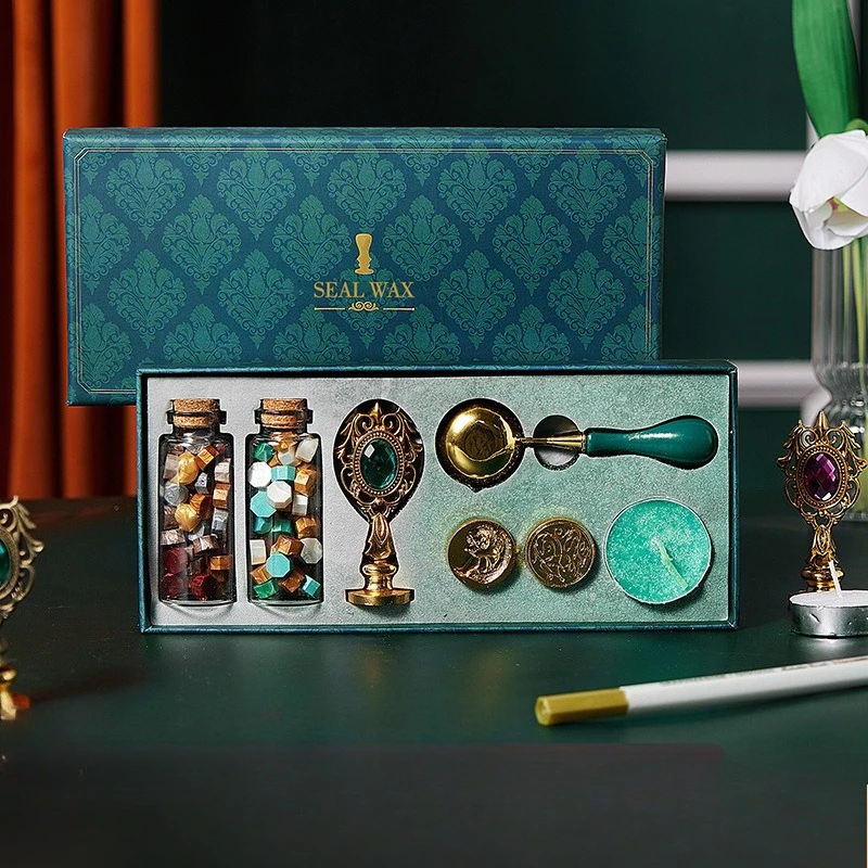Creative Retro Fire Lacquer Seal Full Set Envelope Sealing Wax Fire Lacquer Wax Grain Gift Seal Wax Grain Set
