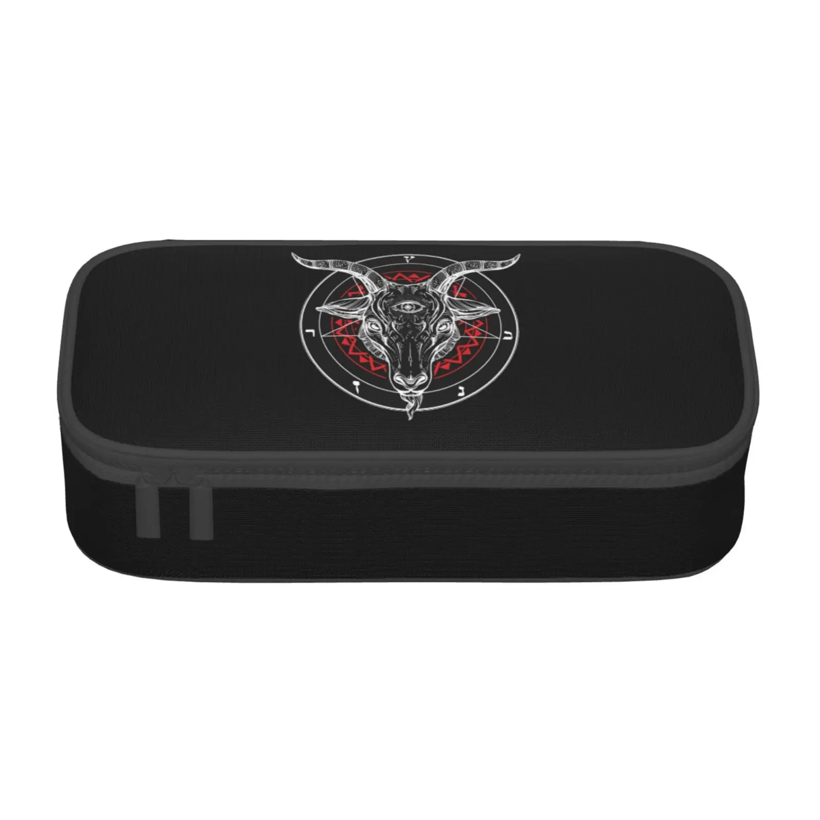 Baphomet Pentagram Satantic Occult Church of Satan Goat Goth Pencil Bag Large Capacity Stationery Storage Bag Student Pencil Box