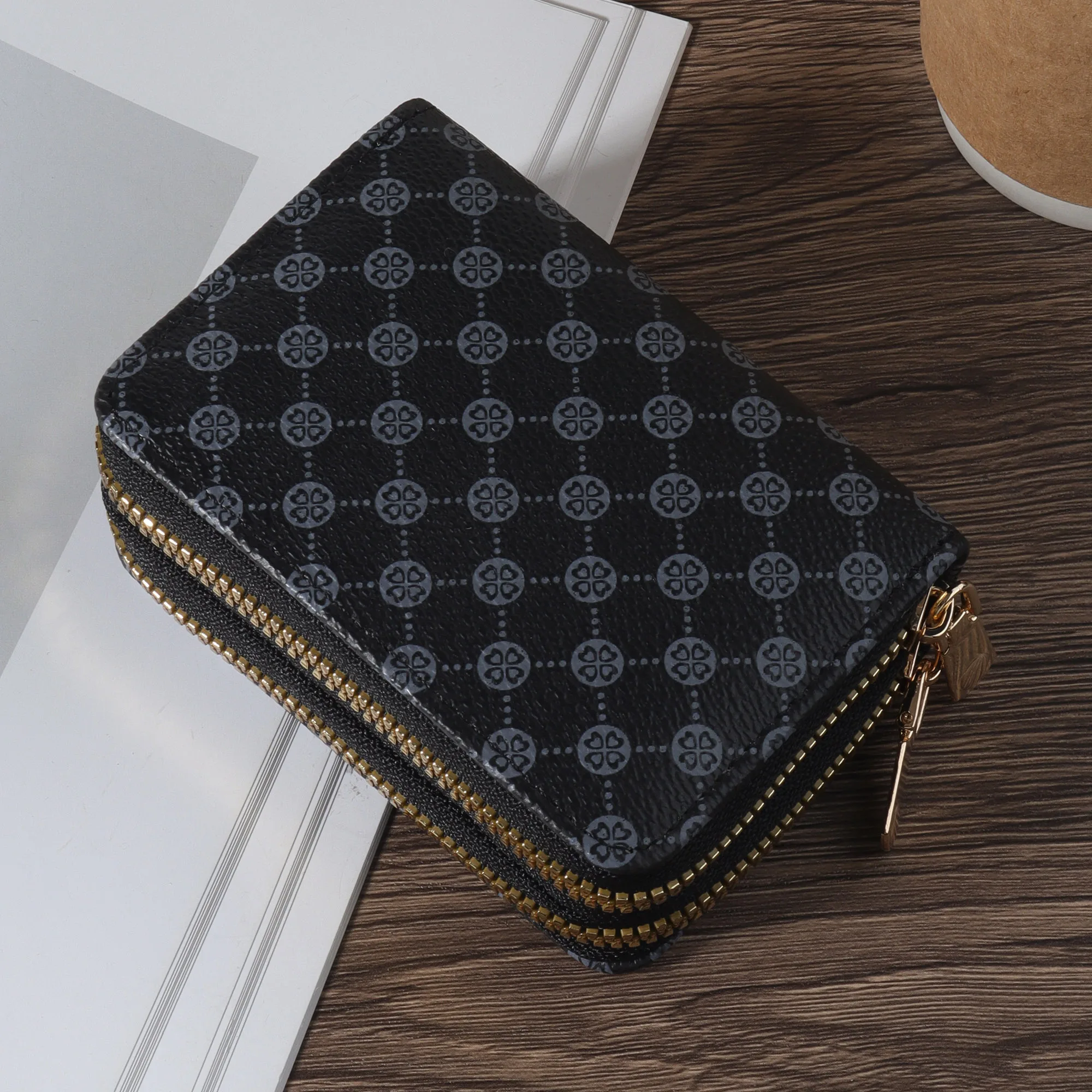 Versatile Double Zipper Credit Card Holder Bag, Trendy Card Short Wallet, Multi Card Slots Coin Purse