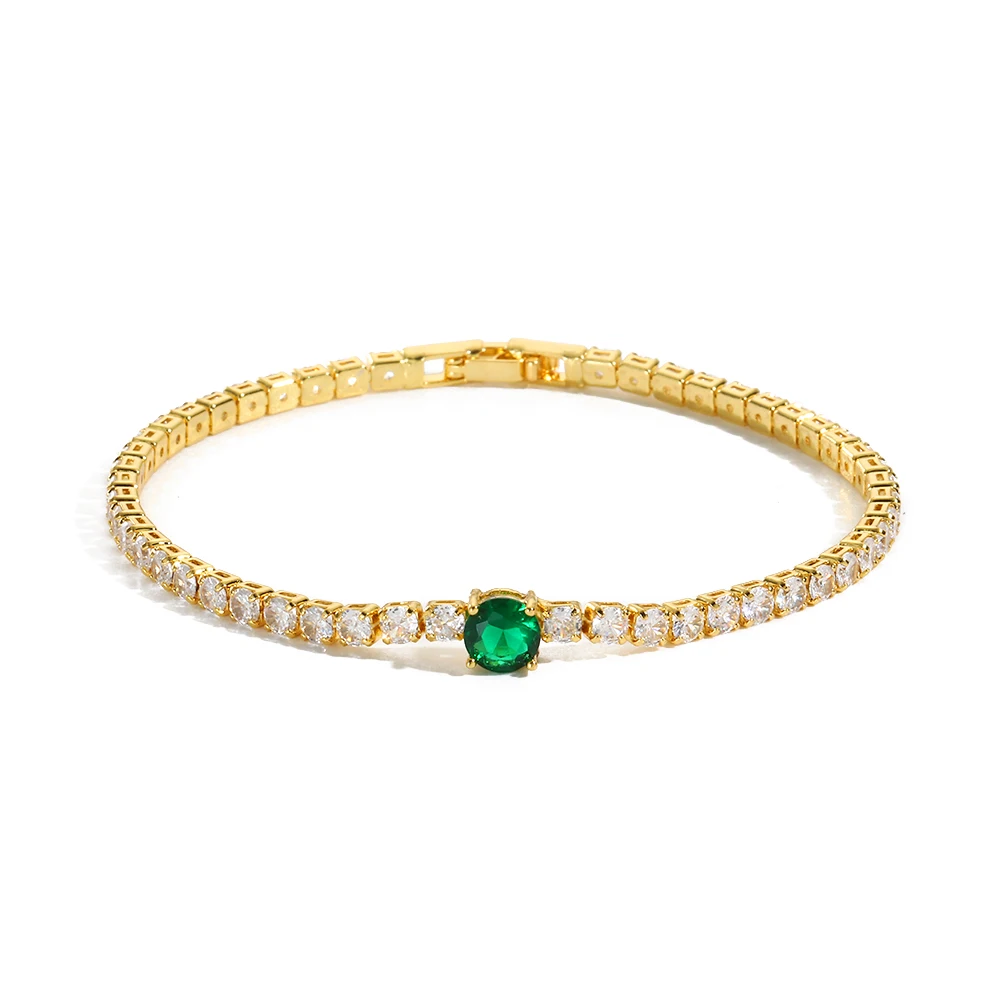 New Fashion Iced Out Zircon Tennis Bracelet For Women 1 Green Luxury Crystal Hand Chain Hippie Trendy Accessories Jewelry Gifts