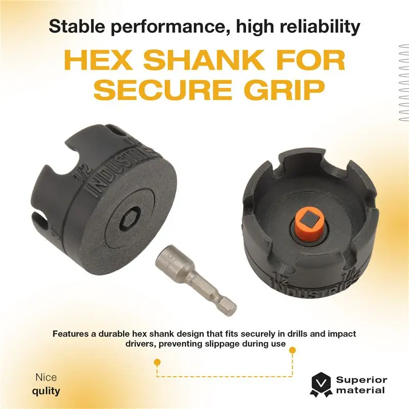 A84X- Drill Attachment Bolt Extractor Tool, Nuts Remover For Conduit Racks, Strut Systems, Hex Shank Nut Driver