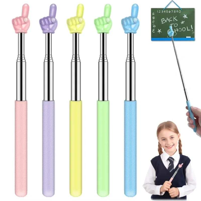 Stainless Steel Teaching Pointer - Father-Son Telescopic Finger Stick, Extendable Reading Guide for Kids' Classroom & Home