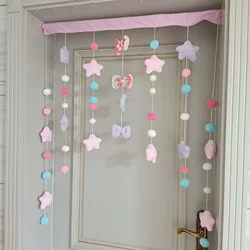 Korean Japan Plush Balls Tassel Doorway Curtains Ball Door Curtain Pendant Melody Kitchen Bedroom Living Room Girls Room Decor