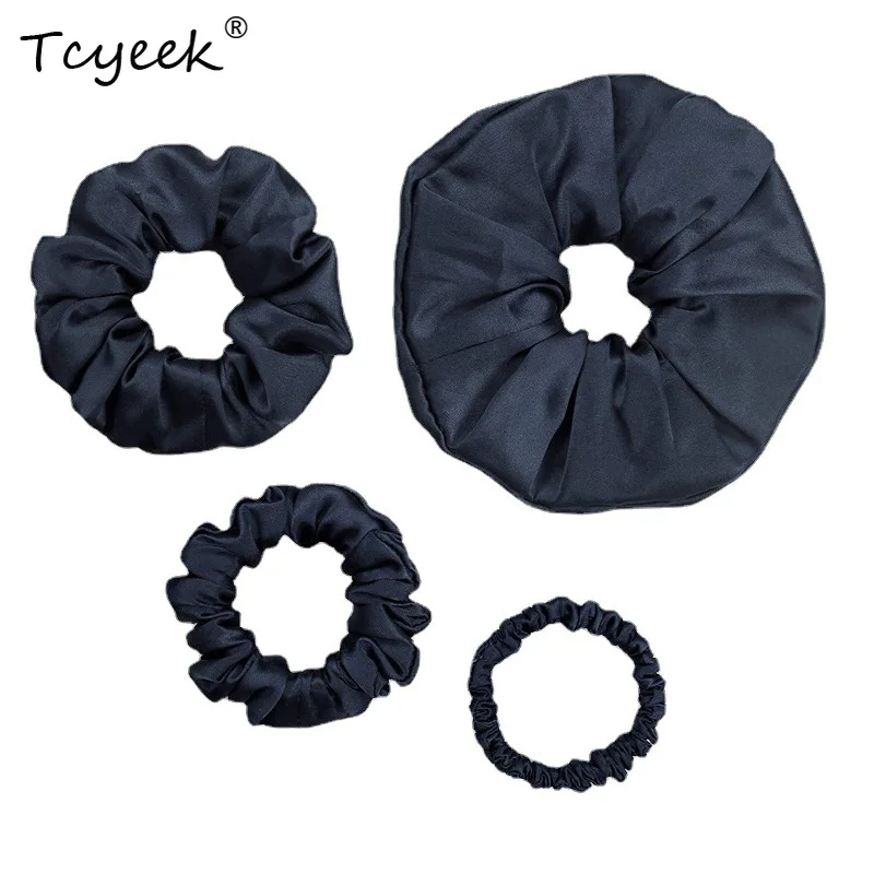 

Tcyeek, 19MM 100%Real Silk, 4pcs French Style Hair Band Set, Handmade Ring Ropes, New Hair Rope For Curly Hair S47029QM