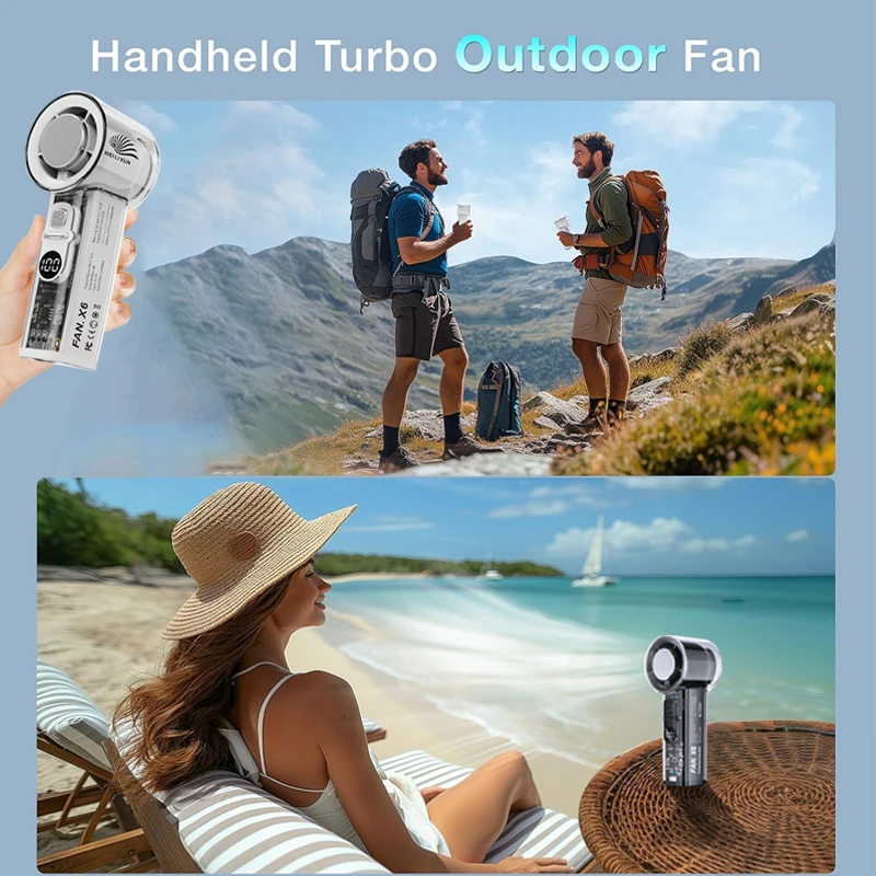 مروحة ثلج 4500 مللي أمبير في الساعة عالية السرعة تبريد محمولة USB قابلة للشحن شاشة ديجيتال LED مروحة صغيرة مروحة ضغط الجليد قوة البنك