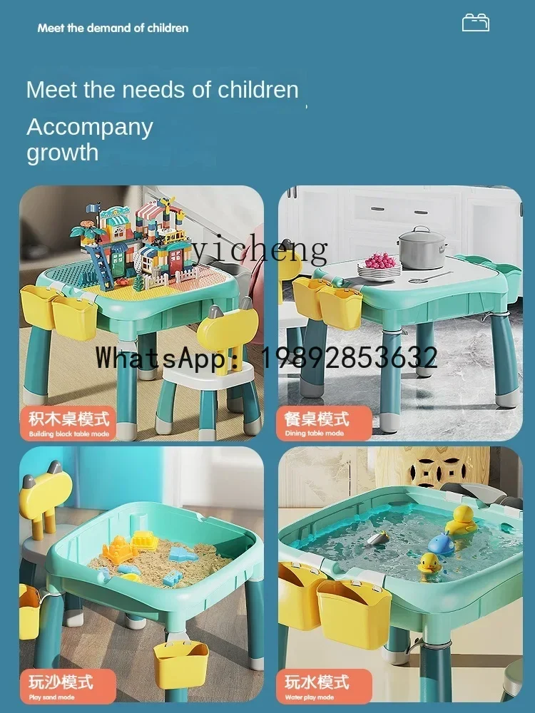 โต๊ะบล็อกอเนกประสงค์สำหรับเด็ก พร้อมกระดานวาดรูป ประกอบง่าย เหมาะสำหรับเด็กอายุ 3-6 ปี