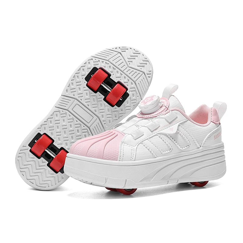 

New Fashion Girls' Four Wheel Roller Skating Shoes Black Pink Boys' Straight Comfortable Roller Skating Shoes