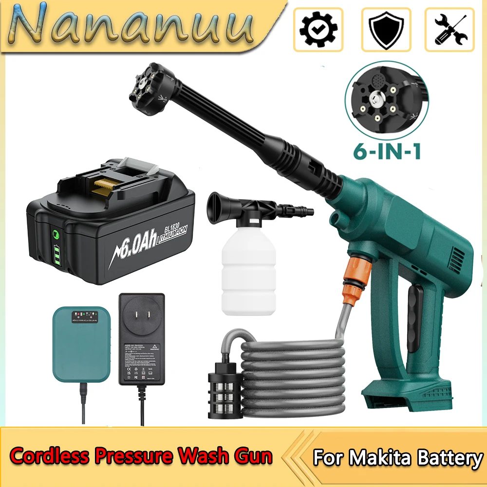 

Nananuu Cordless High Pressure Car Wash Washer Gun For Makita BL1830 18V Battery Lightweight Cordless Jet Wash Car Washer