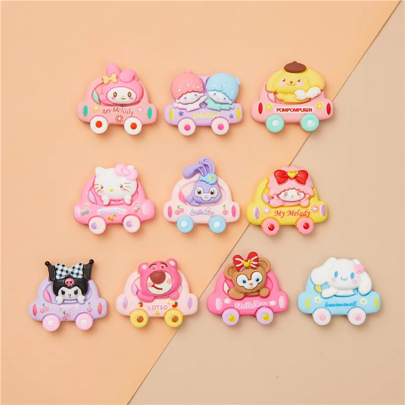 

100pcs Kawaii Flatback Resin Cartoon Sanrio Kulomi Kitty Cat Melody Series DIY Refrigerator Phone Case Headwear Accessories