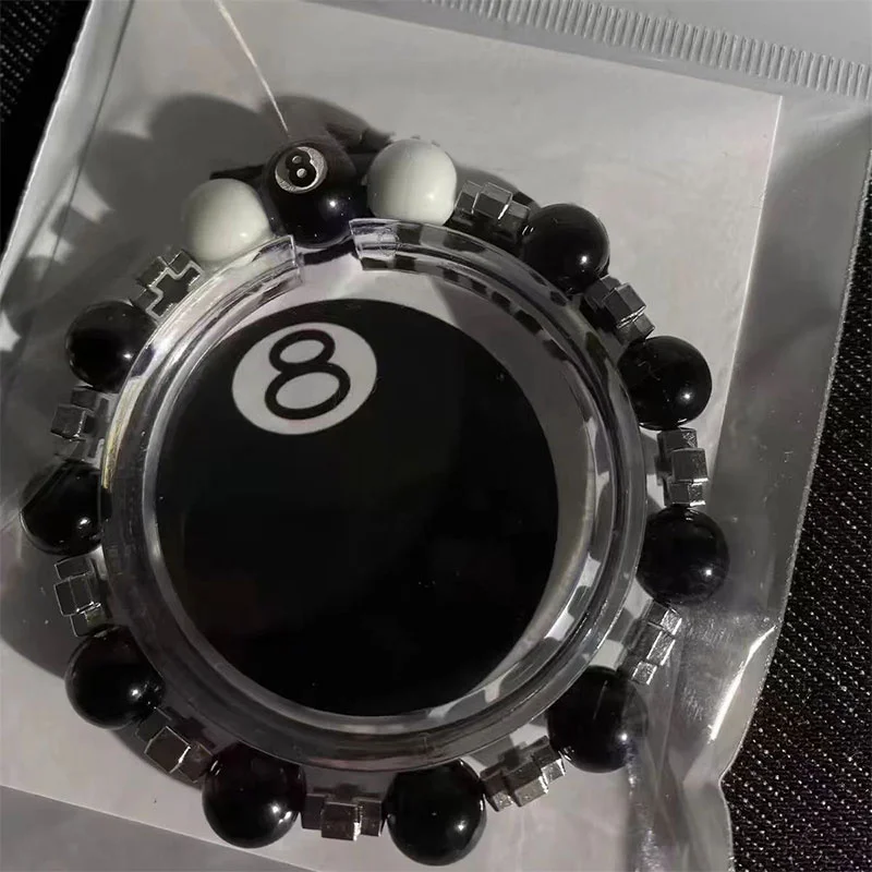 Billard schwarz acht Words cross Armband schwarz und weiß gespleißt Perlen Schnüre für Männer Mode accessoires