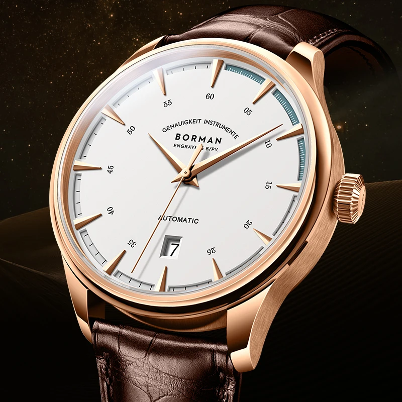 BORMAN Simple Classic 40mm Ultra-Thin Mechanical Wrist Men Watch Self-winding Date 50m Waterproof Automatic Watches 2025