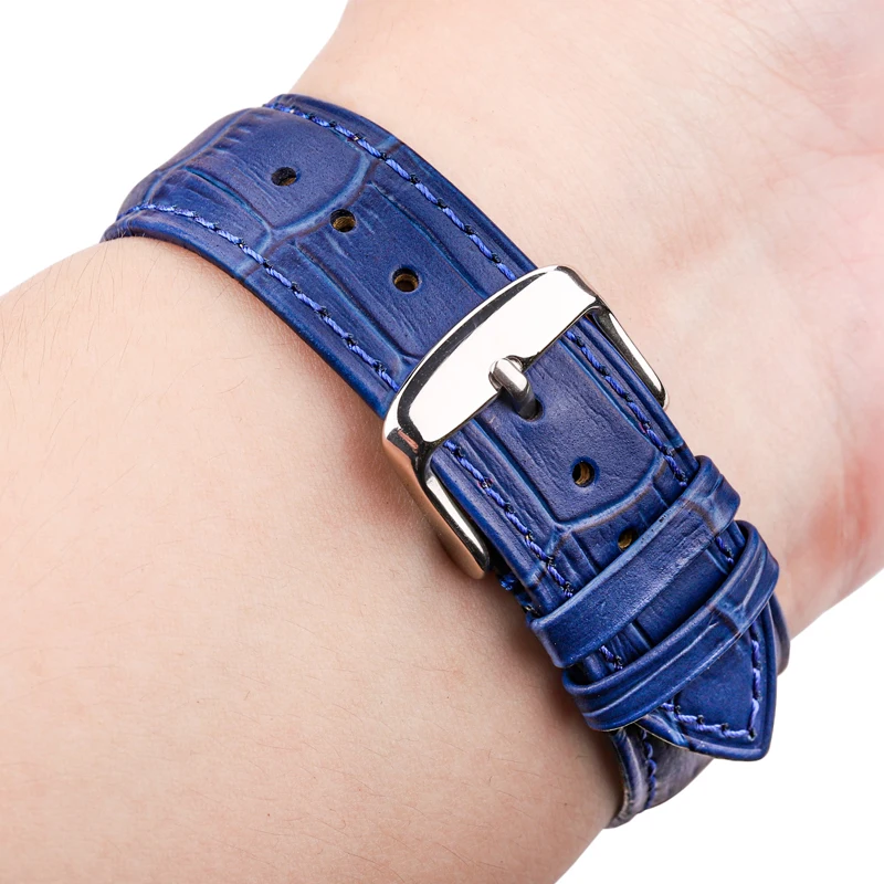 Watch Strap Bracelet Women Men Genuine Leather Soft Watchband Black Brown Blue Red Crocodile Pattern Wrist Betl 18mm 20mm 22mm