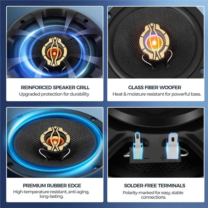 [NEW A09R!】 6.5 Inch Car Speakers, 800W Max, 200W RMS, 4 Ohm, 6.5 Speakers Compatible With Universal Fit For Most Cars (Pair)