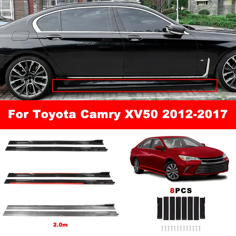 For Toyota Camry XV50 2012-2017 Car Side Skirt Splitters Extended Side Spoiler Sport Body Kit Bumper Lip Modified Parts 8Pcs