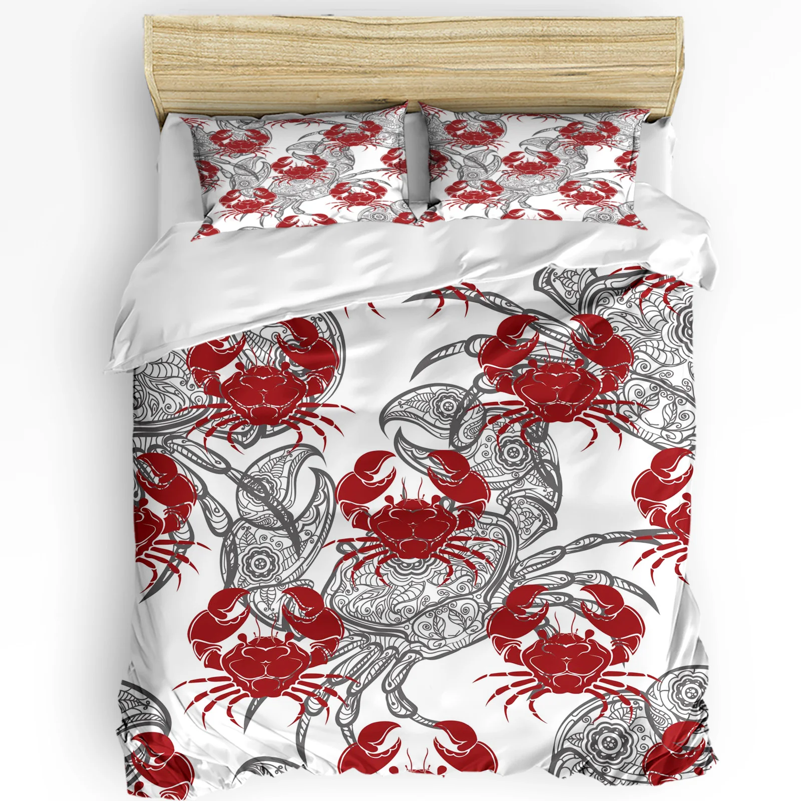 

Animal Red Crab Bedding Set 3pcs Boys Girls Duvet Cover Pillowcase Kids Adult Quilt Cover Double Bed Set Home Textile