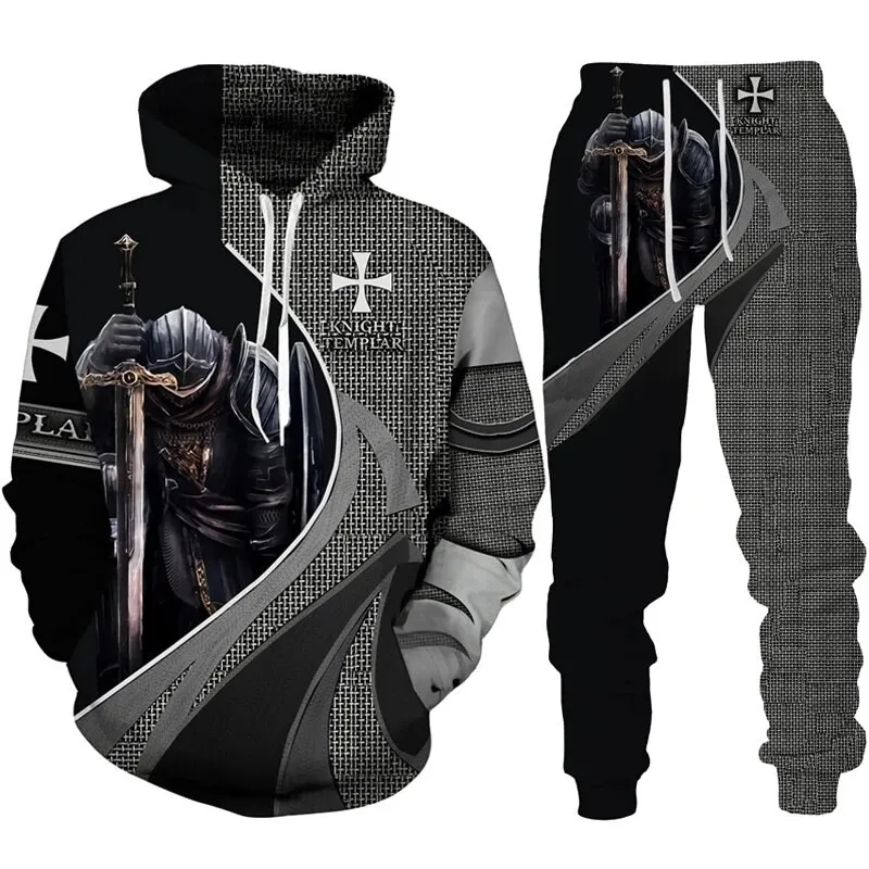 Vintage Knight Templar Armor 3D Print Hoodie+Pants Suit Fashion Hip Hop Personality High Streetwear Kids two-piece suits