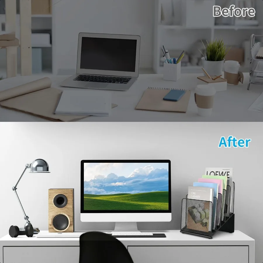 منظم الملفات لمنظم مجلد الملفات المكتبي مع رف عمودي مكون من 5 أقسام مناسب لتنظيم مستندات المكتب المنزلي وSt