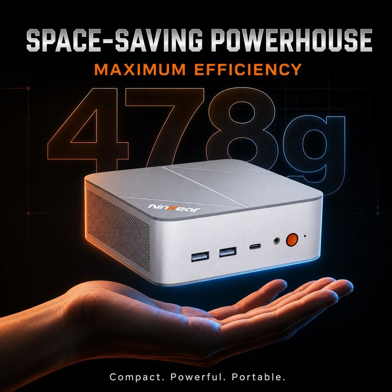Ninkear M8 Mini Desktop PC for Home Office, Study, Multitasking and Entertainment, AMD Ryzen 7 8745HS 8-Core Processor, 16GB DDR5 RAM, 1TB SSD, Radeon 780M, Windows 11, WiFi 6, Bluetooth 5.2, Dual 2.5G LAN
