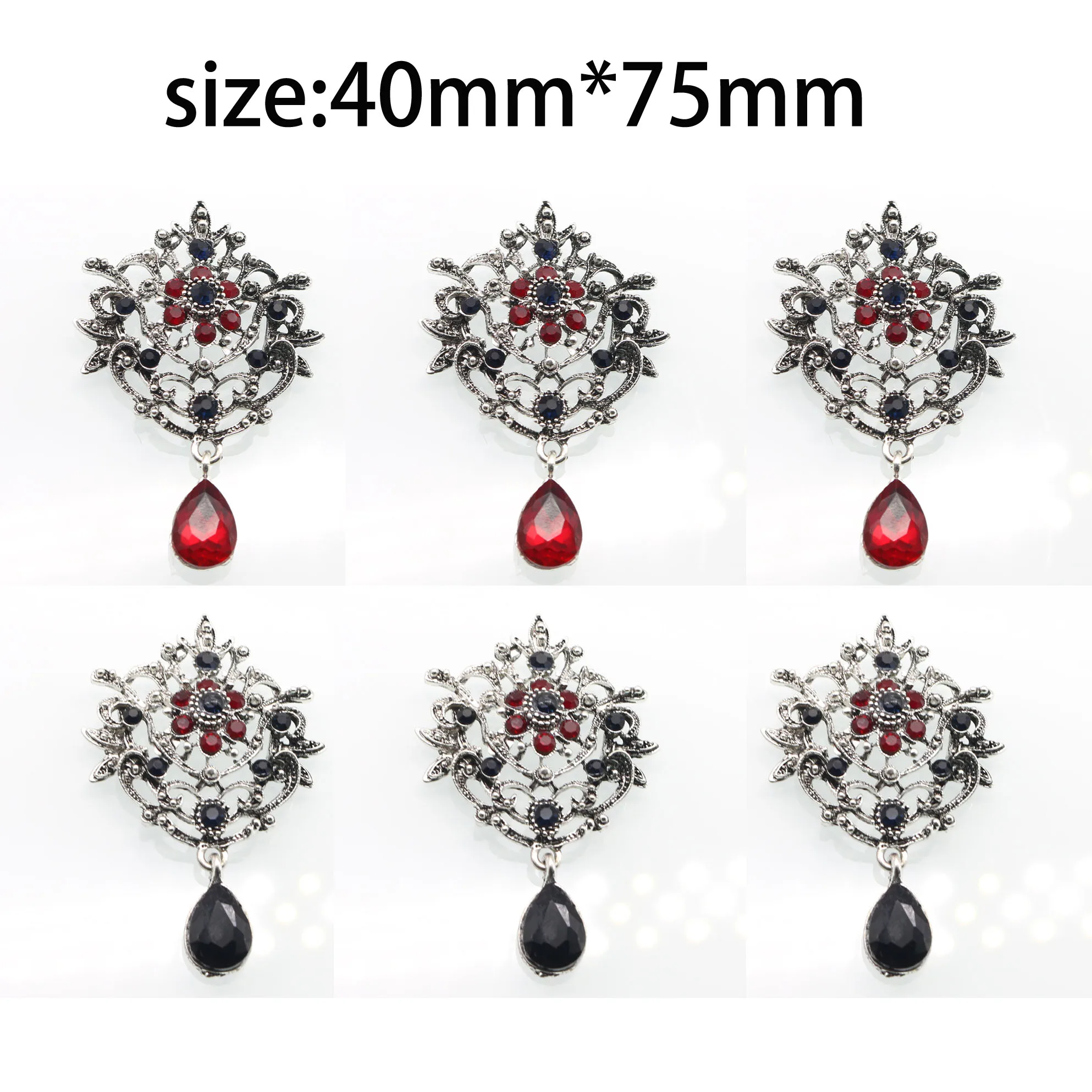 ใหม่จี้แก้วเพชรน้ำขนาด40*75มม. สีดำรูปปืนอุปกรณ์ประดับตกแต่งธนูกลวงสำหรับการตัดเย็บเสื้อผ้าแบบ DIY อุปกรณ์เย็บปัก