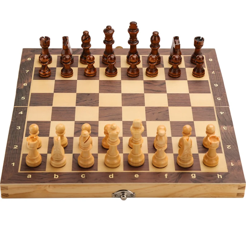 

Chess Wooden Wooden Checker Board Solid Wood Pieces Folding Chess Board High-end Puzzle Chess Game