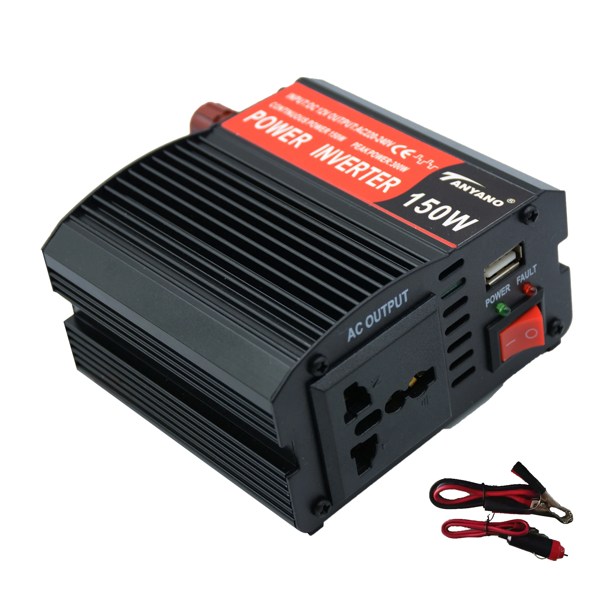 150W Portable Power Car Inverter Car Inverter Solar Inverter USB DC 12V to AC 220V Conversion USB Battery Clip Universal socket