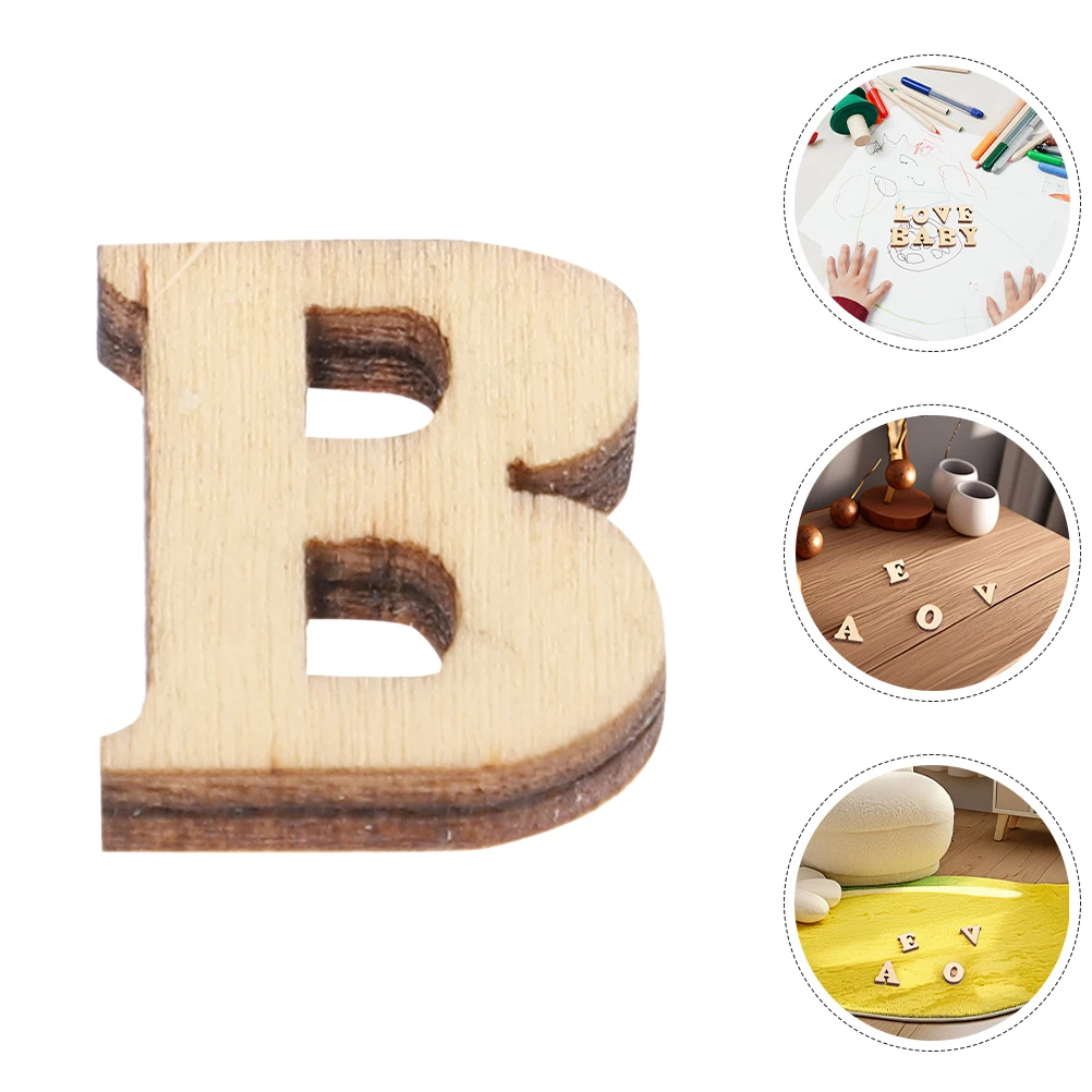 200 Pcs Handmade Letter Wood Chips Diy Educational Tools Accessories Custom Mini Letters Ceramic Tile Child
