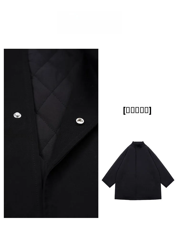 

Warm Slim Fit Cotton Jaet Women's Winter New Sle Bla Medium Length Stand Collar Zipper Closure Cotton Filled Outerwear