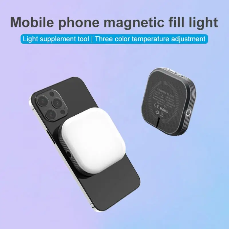 Portable Mini Magnetic Pocket Light for iPhone 12 13 14 Series LED Cube Fill Light Lamp with Clip for Makeup Vlog Video Xiaomi