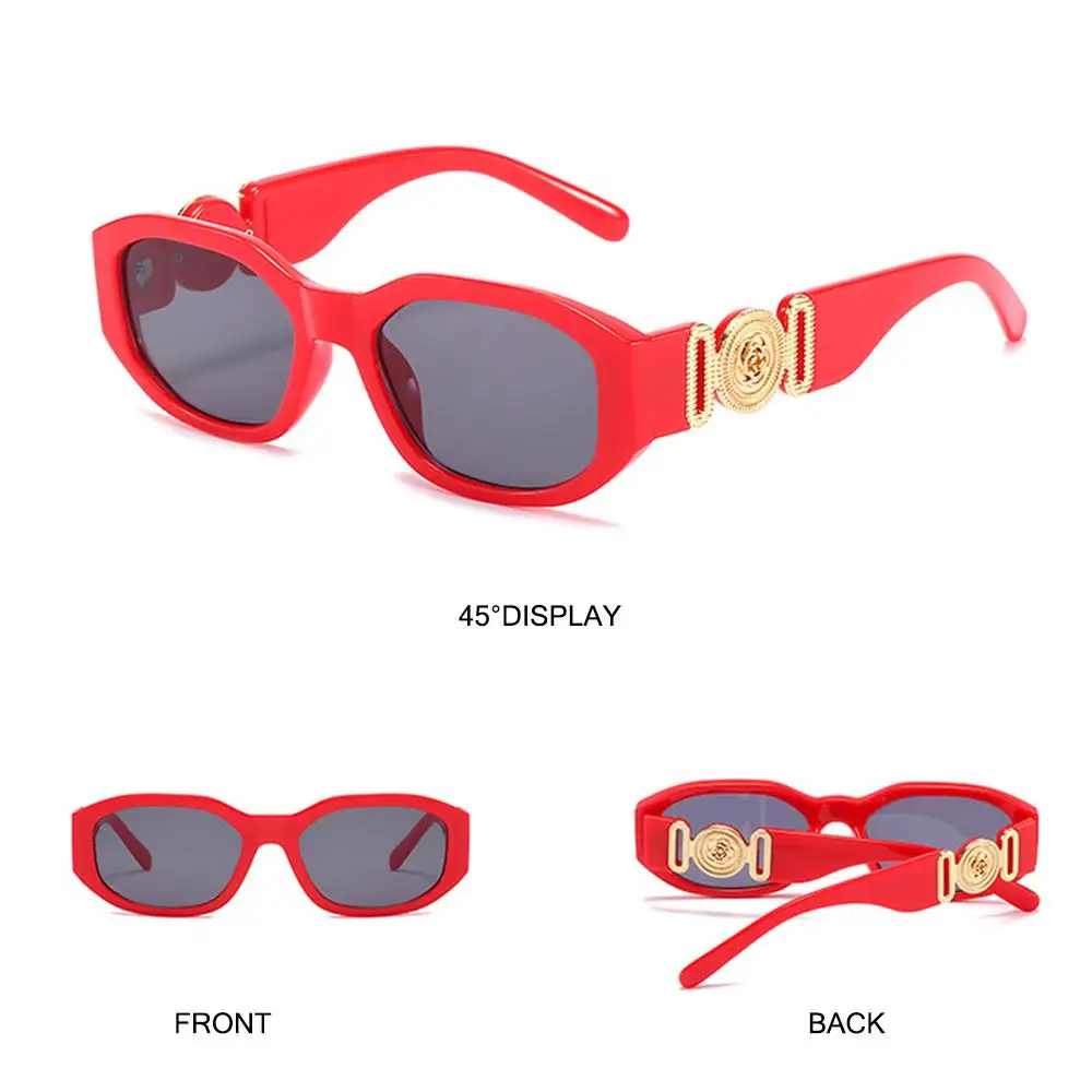 Beach Thick Frame Trendy Y2K Sun Glasses Vintage Shades with Metal Rose Design Irregular Sunglasses