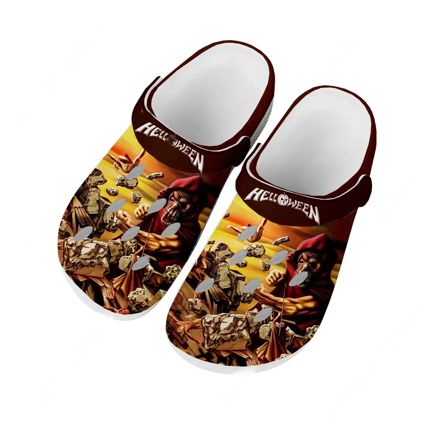 

Водные сандалии Helloween Band для мужчин и женщин, нескользящие, модные, для дома и сада, с возможностью индивидуального заказа, пляжные, дышащие, с отверстиями, тапочки