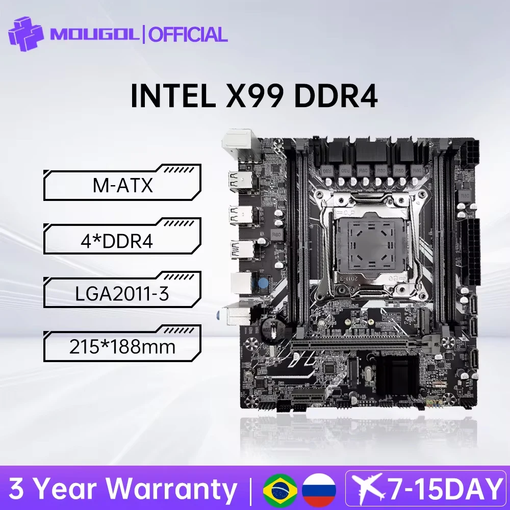 

Материнская плата MOUGOL X99 D4 LGA 2011-3 XEON X99 с поддержкой двухканального DDR4 NVME для настольного игрового компьютера