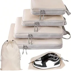 Set/6 pcs Compressible Packing Travel Storage Bag Cubes Waterproof Suitcase Nylon Portable With Handbag Luggage Organizer