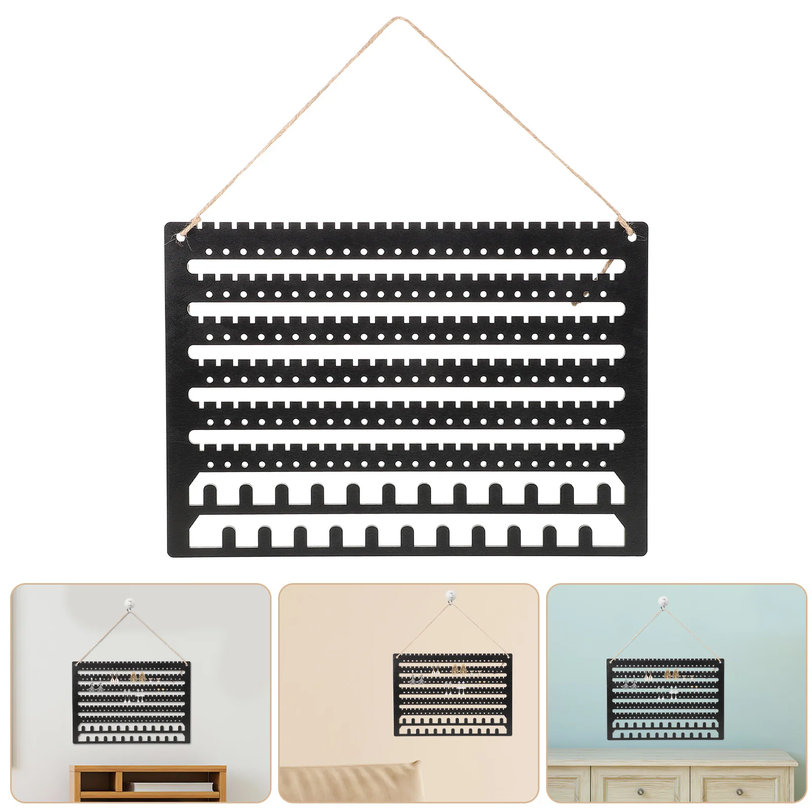 

Wooden Wall Mounted Jewelry Organizer Large Capacity Storage Rack For Earrings Necklaces Brooch Pins Dangle Drop Studs