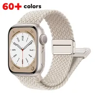 Nylon Strap For Apple Watch Band 44mm 40mm 45mm 49mm 41mm 38 magnetic buckle Braided Bracelet iWatch series se 7 5 6 8 9 Ultra 2