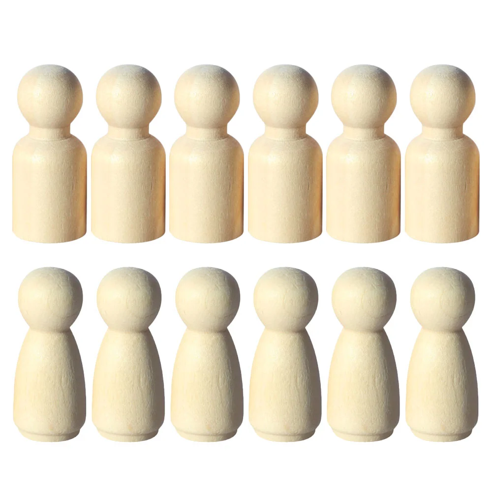 12 Pcs Mini Wooden Man Blank Peg Dolls Body Accessories Decor Decorations Men and Women