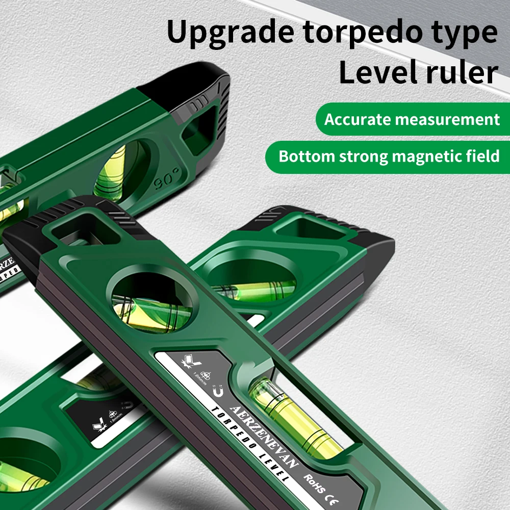 225MM High Precision Three Bubble Spirit Level Ruler Magnetic Lever Angle Gauge Woodworking Tool for Leveling And Aligning