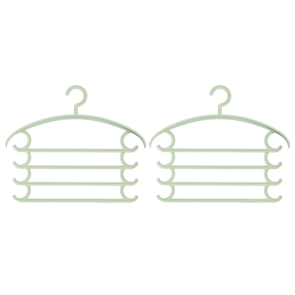 

2Pcs Plastic Pants Storage Rack Clothes Hanger Light Green Multifunctional Scarf Rack Non-Slip Trackless Clothes Drying Wardrobe