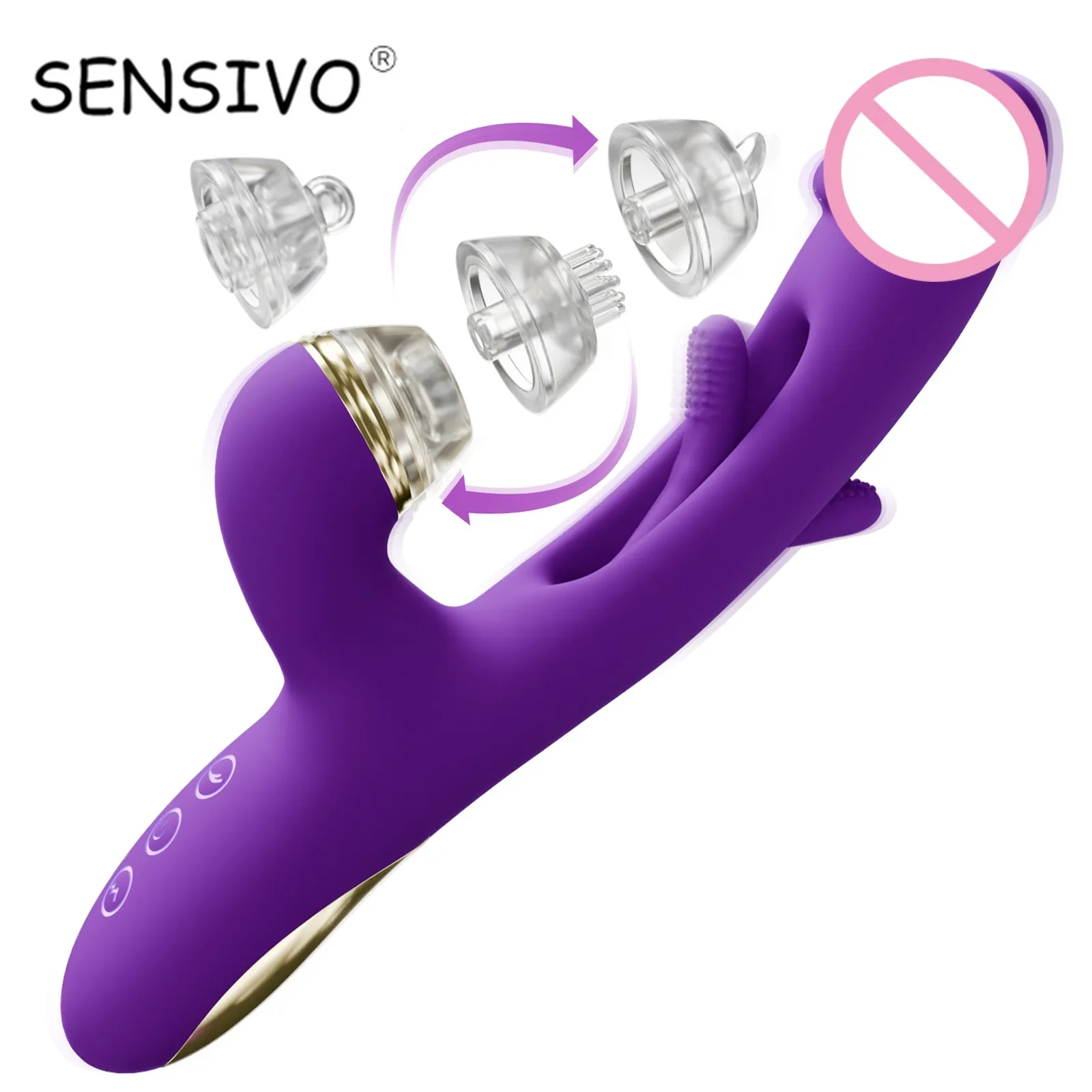 Consolador vibrador para mujer, estimulador de clítoris con 3 cabezales reemplazables, masajeador de Vagina y punto G, Juguetes sexuales para