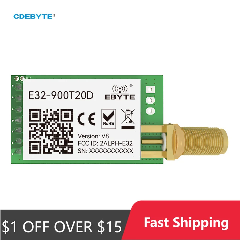 CDEBYTE E32-900T20D V8 LoRa 868MHz 915MHz 20dBm 100mW Wireless RF Module IoT UART Transmitter and Receiver