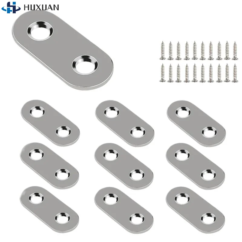 Metal Joining Plate Bracket  Flat Straight Corner Brace Plates with Screws for Home Improvement