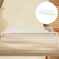 White Single Tier Metal Monitor Stand for Computer Desk Adjustable Size Laptop Riser Screen Risers Metal Computer Riser Monitor