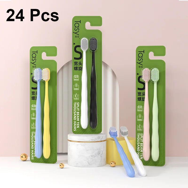 

24 Pieces in One Package Adult Oral Care Tools - Broad - headed Soft Bristles Toothbrush for Men & Women Teeth Cleaning