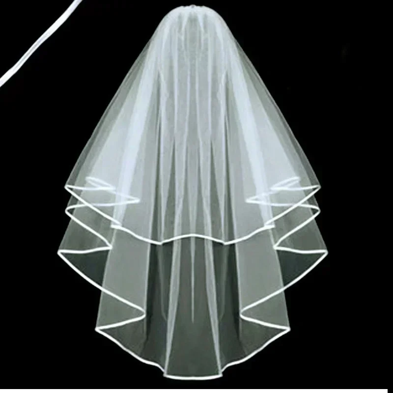 Bridal Veil Wedding Vails Women's Simple Short Veils White Ivory Tulle Comb Brides Shower Bachelorette Hen do Night Party