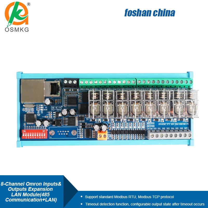 AoShangMing 8-Channel RS485 Communication Input&Output Relay Module Ethernet 12/24V Modbus RTU/TCP LAN Network for ETC Induction