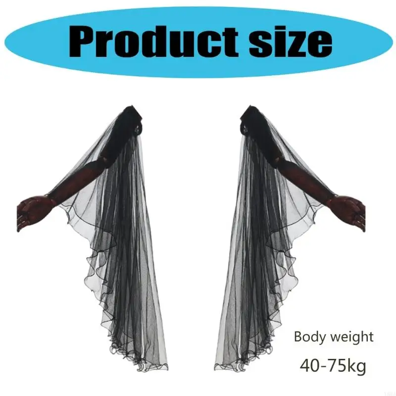 Y88A Victorian Tulle Tulle Gloves Halloween Renaissances คอสเพลย์ชุดผ้าชีฟองที่ถอดออกได้