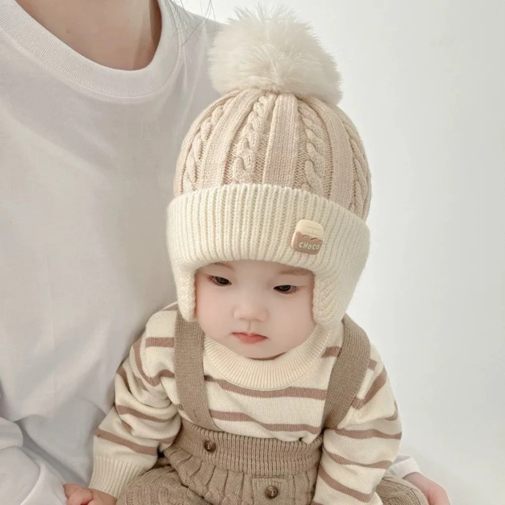 

Новая пуловерная шапка с помпоном, теплая ветрозащитная шапка-бини, холодостойкая вязаная вязаная шапка для детей