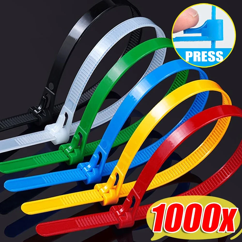 Reusable Zip Ties New Nylon Cable Ties Colorful Releasable Self-locking Adjustable Loose Slipknot Binder Lock Straps Organizer