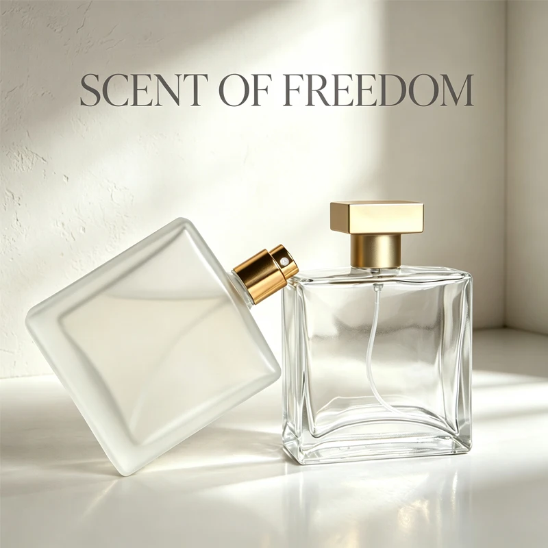 30/50ML Perfume Glass Spray Bottle Square Refillable Atomizer Transparent Glass Cosmetic Bottle