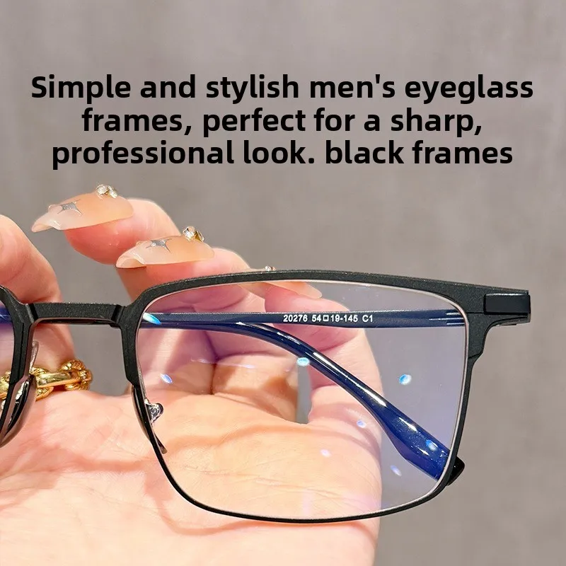 LS-SUSZ Stylish Metal Square Prescription Glasses For Men Modish Anti Blue Light Photochromic/Myopia Optical Eyeglasses